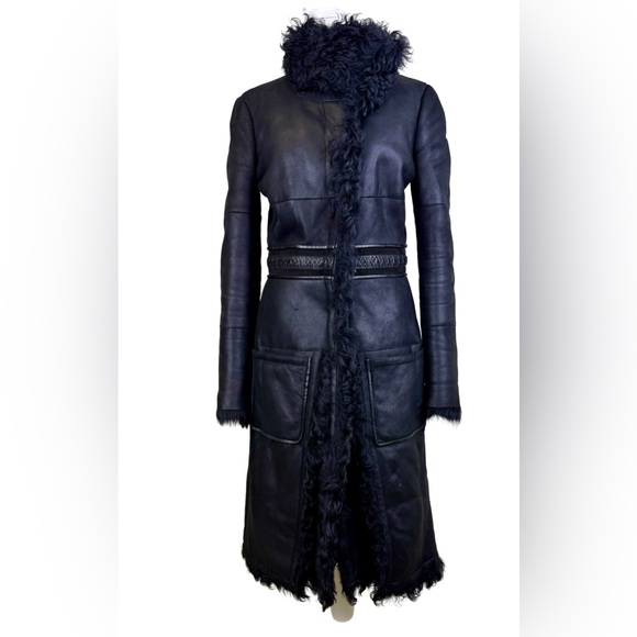 Roberto Cavalli Jackets & Blazers - ROBERTO CAVALLI EXTRA LONG SHEARLING COAT IN BLACK
